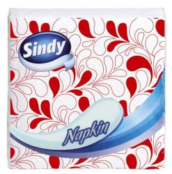 Sindy Napkin 30x30 cm piros-fehér mintás (45 lap) hajtogatott szalvéta