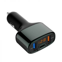 Tellur TLL151171 32 W, 5.4 A (2 x USB + Type C kábel) fekete autós töltő