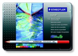 STAEDTLER "Karat" 12 különböző színű akvarell ceruza készlet fém dobozban