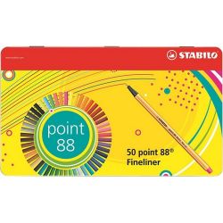 Stabilo "Point 88" 0,4 mm, fém doboz, 47+3 különböző színű tűfilc készlet