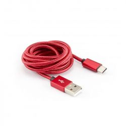 Sbox USB-TYPEC-15R M/M-1M, piros kábel