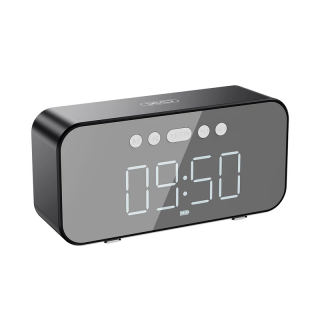 XO F41, 5 W, Bluetooth, USB, Jack 3.5 mm, FM, Mp3,, Vezeték nélküli, Fekete, Rádiós ébresztőóra és hangszóró