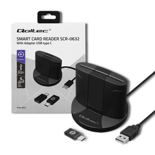 Qoltec 50632 chipkártya olvasó USB 2.0 Fekete