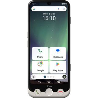 Doro Aurora A30, 15,5 cm (6.1"), 4G LTE, DualSIM, 6/128 GB, Fekete-Fehér, Okostelefon