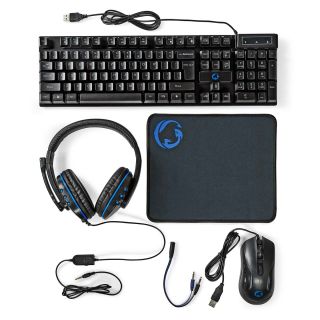 Nedis Gaming Combo Kit gamer billentyűzet Játék QWERTY Nemzetközi amerikai Fekete