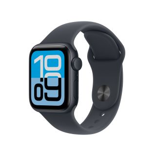 Apple Watch SE 3, 40 mm, GPS, Alumínium, Éjfekete, Okosóra, Éjfekete szilikon szíjjal