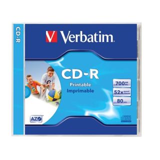 Verbatim nyomtatható, matt, ID, AZO, 700MB, 52x, normál tok CD-R lemez