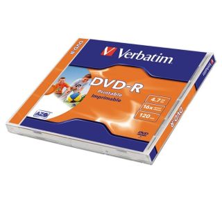 Verbatim nyomtatható, matt, ID, 4,7GB, 16x, normál tok, DVD-R lemez