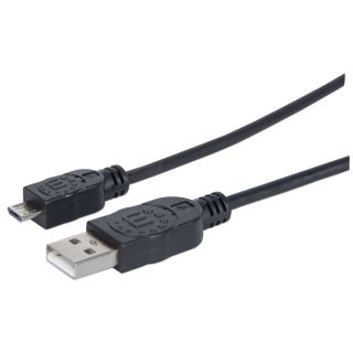 Manhattan USB A - MicroUSB B USB 2.0 1 M Micro-USB B Fekete USB kábel