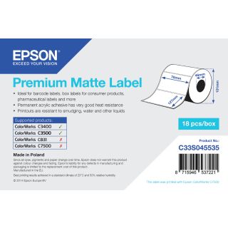 Epson (C33S045535) Premium Matte Label Fehér nyomtató címke