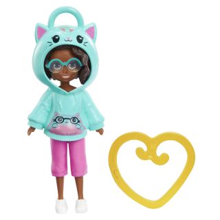 Mattel Polly Pocket: Hoodie Buddy - Cat Dark Skin Doll (HKV99)