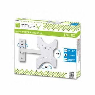 Techly fali tartó, TV LCD/LED/PDP 19-37'' 25kg VESA, forgatható, fehér (Televízió kiegészítő)