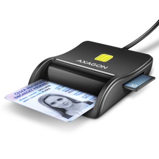 Axagon CRE-SM3SD USB Smart card & SD/microSD/SIM Flat chipkártya olvasó Beltéri USB 2.0 Fekete