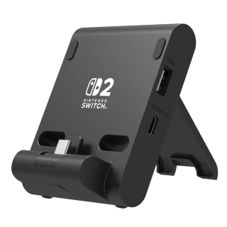 Hori Dual PlayStand, Nintendo Switch 2, USB-A, USB-C, Fekete, Konzol állvány és töltő