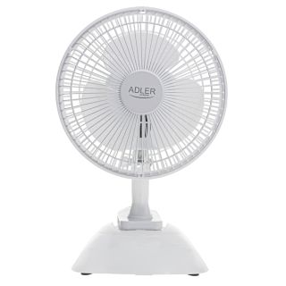 Adler AD 7317, Max. 30 W, 15 cm, 2 sebesség, 46 dB, Fehér, Ventilátor csipesszel és talppal