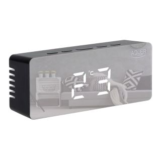 Adler AD 1189B, 3 riasztási mód, Hőmérő, USB, LED, Fekete, Ébresztőóra
