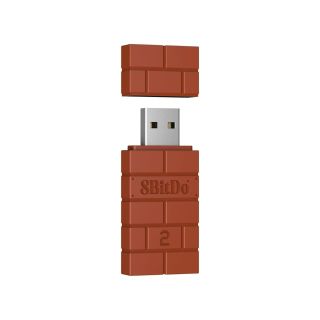 8BitDo USB Wireless Adapter 2, Nintendo Switch/Switch 2, Mobil, Xbox, PC, PlayStation, Barna, Kontroller adapter
