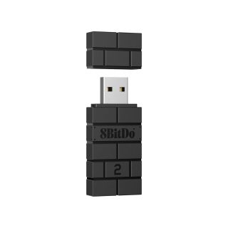 8BitDo USB Wireless Adapter 2, Nintendo Switch/Switch 2, Mobil, Xbox, PC, PlayStation, Fekete, Kontroller adapter