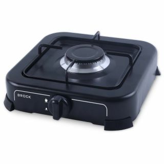 Brock GS2001BK, 1 zónás, LPG (G30, G31), Öntöttvas égők, Fém ház, Fekete, Hordozható gáztűzhely