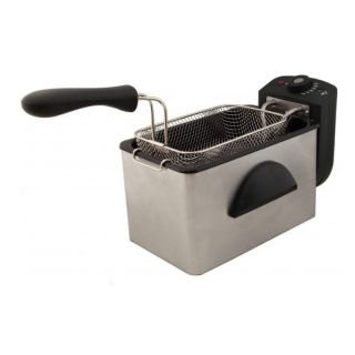 Oliver Voltz OV51980H, 2000W, 2L, Állítható termosztát, Max 190°C, Rozsdamentes acél, Fekete-Inox, Olajsütő