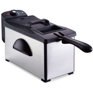 Oliver Voltz OV51980P, 2000W, 3L, Állítható termosztát, Max 190°C, Rozsdamentes acél, Fekete-Inox, Olajsütő