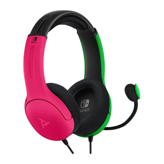 PDP Airlite LVL 40, Nintendo Switch/Switch 2, 40mm, Official, Neon Splat, Gaming, Sztereó, Vezetékes headset