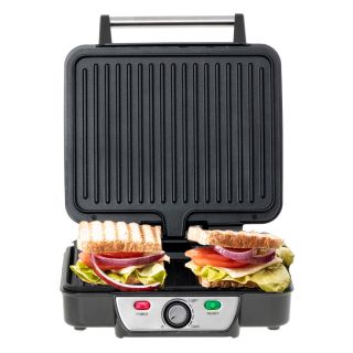 Mesko MS 3050, Max. 2500 W, Hőmérséklet-szabályozás, Tapadásmentes, Fekete-Inox, Elektromos kontaktgrill