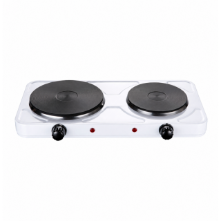 Rosberg R51445ID, 2500 W, 2 zónás, 18 & 15,5 cm, Öntöttvas, Hordozható, Fehér, Elektromos főzőlap