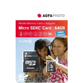AgfaPhoto MicroSDXC UHS-I 64GB High Speed Class 10 U1 + Adapter