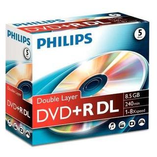 Philips 8710895992114 írható DVD 8,5 GB DVD+R DL 5 db