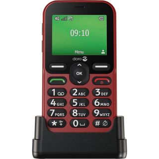 Doro Leva E10, 6,1 cm (2.4"), 4G LTE, SIngleSIM, Bluetooth, 64/128 MB, Senior, Vörös, Mobiltelefon