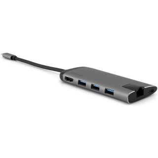 Verbatim 49142 SD kártya olvasó, 4 port, USB 3.0, USB-C, HDMI USB Hub és ethernet átalakító 