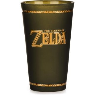 Paladone Hyrule Crest Glass, 450 ml, Legend of Zelda Hyrule Crest, Official, Arany-Zöld, Üveg, Pohár