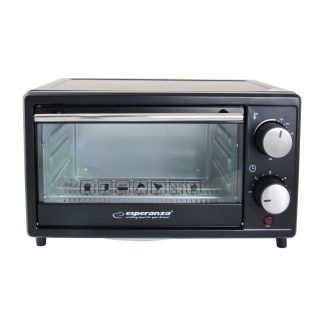 Esperanza EKO007, Calzone, 900W, 10L, 250 °C, Fekete, Elektromos mini sütő