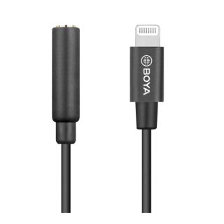 BOYA BY-K3 Fekete 3.5mm Lightning Mobiltelefon kábel