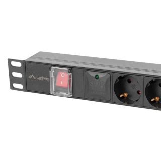 Lanberg PDU-05F-0200-IEC-BK áramelosztó egység (PDU) 5 AC kimenet(ek) 1U Fekete