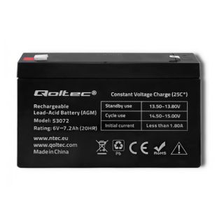 Qoltec 53072 Zárt savas ólom (VRLA) 6 V 7,2 Ah UPS akkumulátor