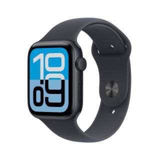 Apple Watch SE3 GPS-es (44mm) éjfekete alumínium tok, éjfekete S/M sportszíjas okosóra