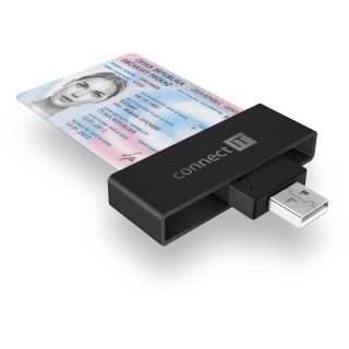 Connect IT CFF-3000-BK chipkártya olvasó Beltéri/kültéri USB Fekete