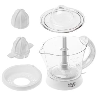 Adler AD 4014, Max. 60 W, 1 l, 2 facsarókúp, Fehér-Átlátszó, Citrusfacsaró