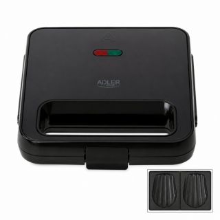 Adler AD 3079, 1200 W, 2 szendvics, Tapadásmentes bevonat, Fekete, Szendvicssütő