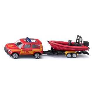 Siku Land Rover Defender with boat SUV modell Előre összeszerelt
