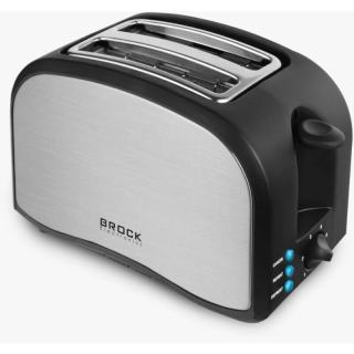 Brock BT 1003 SS, 800 W, 2 szeletes, 6 fokozat, Fekete-Inox, Multifunkciós kenyérpirító