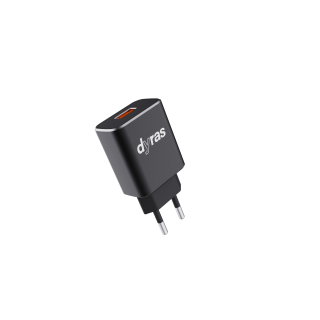 Dyras CDA-48B, Gyorstöltés 3.0, USB-A, Fekete hálózati töltő adapter