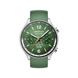 OnePlus Watch 2R, 3,63 cm (1.43"), Amoled, 46 mm, Alumínium, Ezüst, Okosóra, Zöld Fluor-elasztomer szíjjal