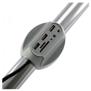 Sbox SX-534646 USB-2.0 x3 + 3,5 Jack x2 + kártyaolvasó, szürke asztali elosztó