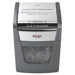 Rexel Optimum AutoFeed+ 50X, 20 liter, P-4, Cross Cut, A4, Fekete, Manuális iratmegsemmisítő