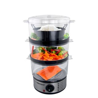 Esperanza EKG009, Volcano, 400 W, 7,5L, Időzítő, Rozsdamentes acél, Fekete, Ételpároló