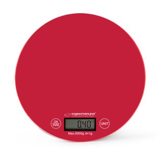 Esperanza EKS003R MANGO 5kg LCD kijelzős piros konyhai mérleg