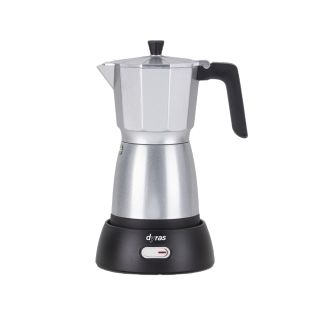 Dyras ESM-101SL, 3 vagy 6 csésze, 480 W, Max. 300 ml, Ezüst-Fekete, Elektromos Kotyogós Kávéfőző
